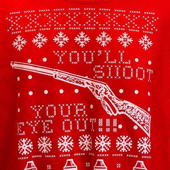 Gildan A Christmas Story YOU"LL SHOOT YOUR EYE OUT Ugly Sweatshirt Size S - Picture 2 of 5